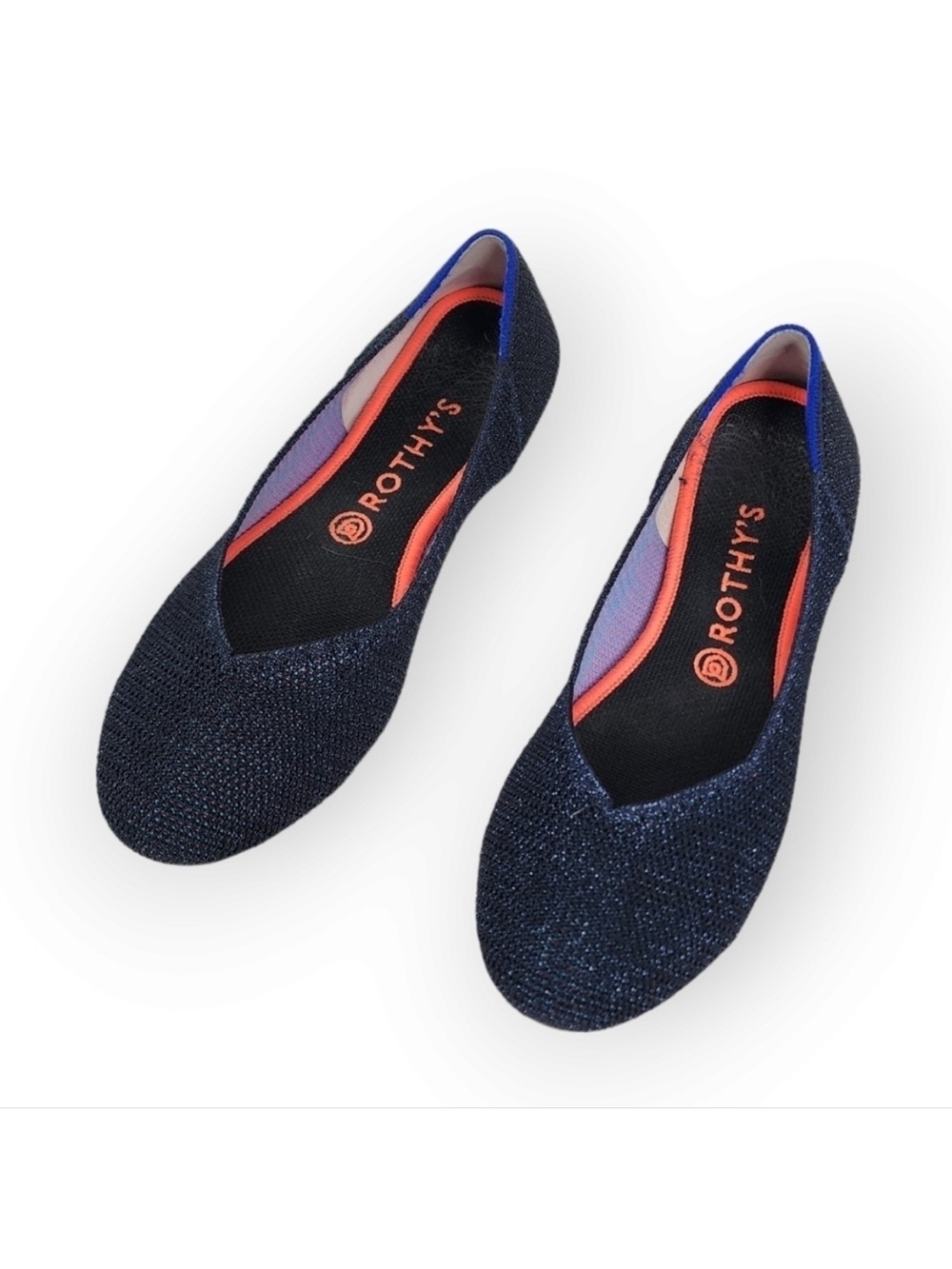 Rothy's Navy Sparkle Pointed Ballet Flat